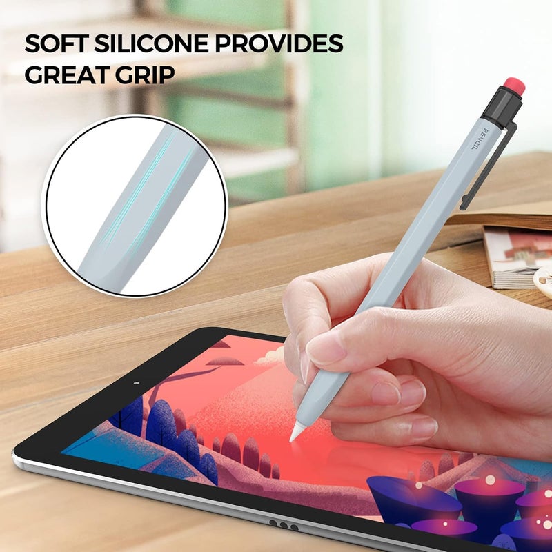 TRONWIN Apple Pencil 1st Generation Case, Silicone Pencil Sleeve Cover Perfect Grip Skin Classic Design with Sturdy Clip Compatible with Apple Pencil 1st gen for ipad (Light Blue) - Image 3